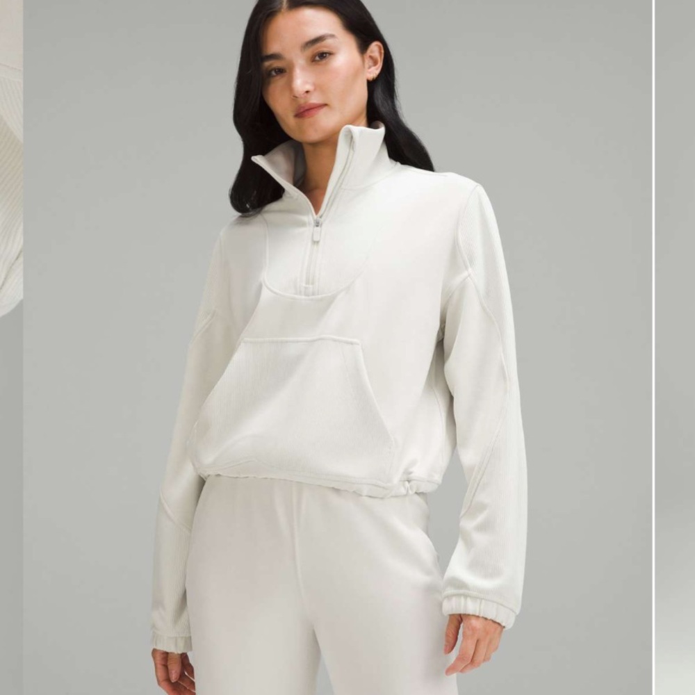 Lululemon Brushed Softstreme Ribbed Half Zip BONE